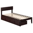 AFI Boston Modern Solid Wood Twin Bed with 2 Storage Drawers in Espresso