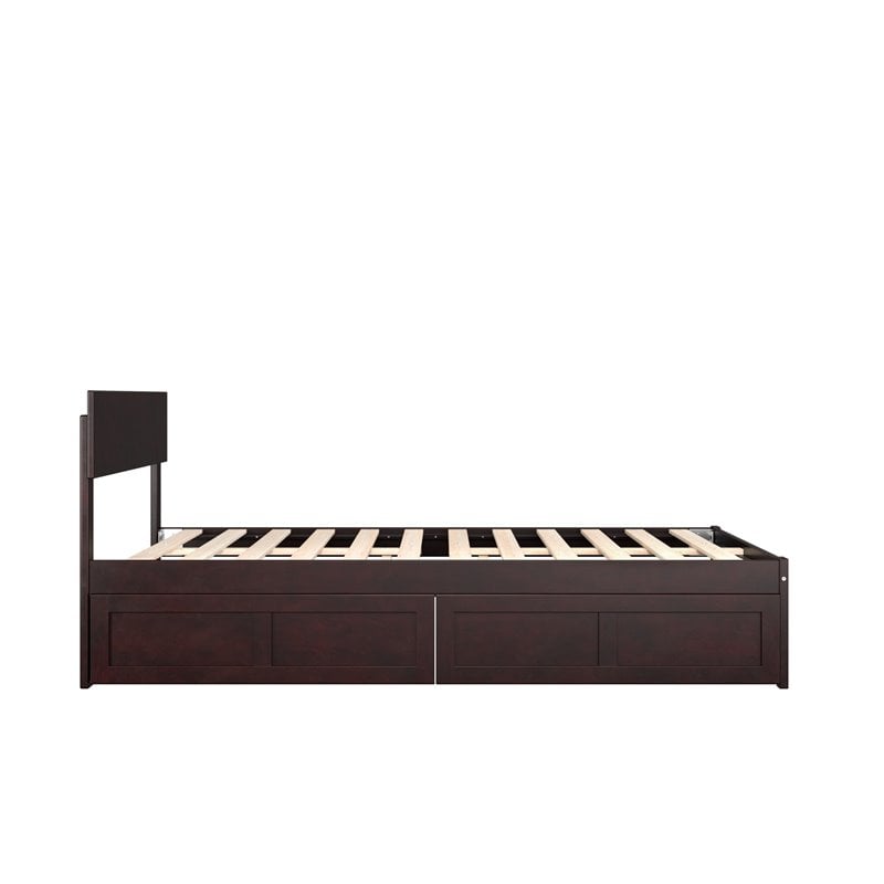AFI Boston Modern Solid Wood Full Bed with 2 Drawers in Espresso
