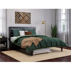 AFI Oxford Wood Queen Bed with Twin Extra Long Trundle in Espresso