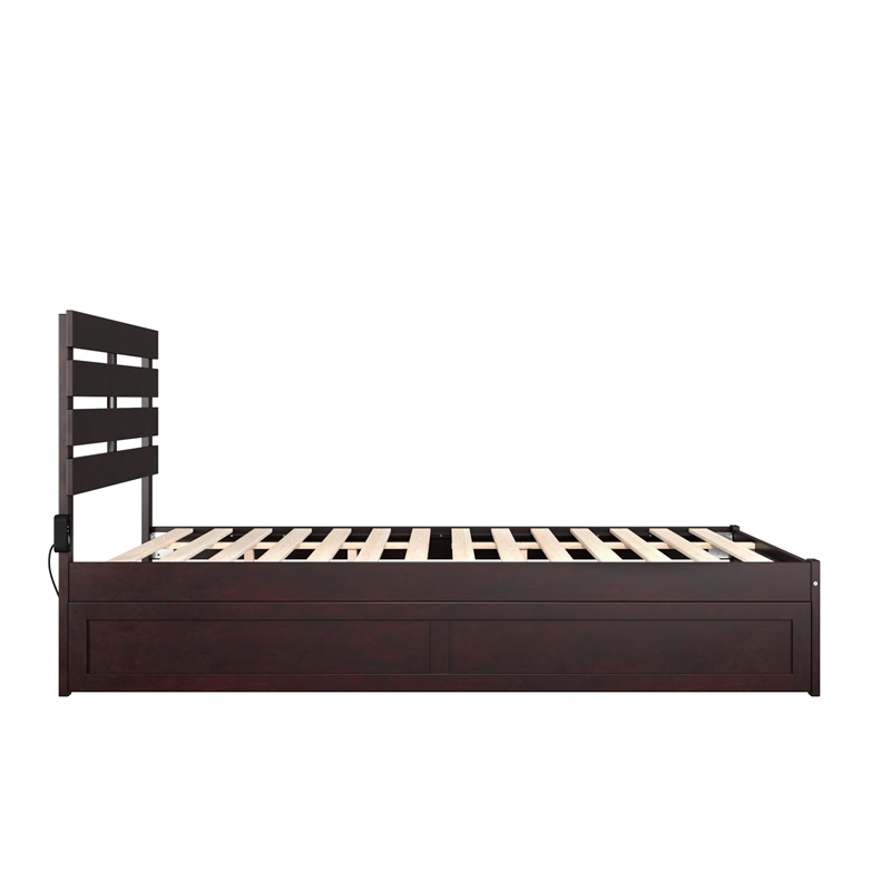 AFI Oxford Wood Queen Bed with Twin Extra Long Trundle in Espresso