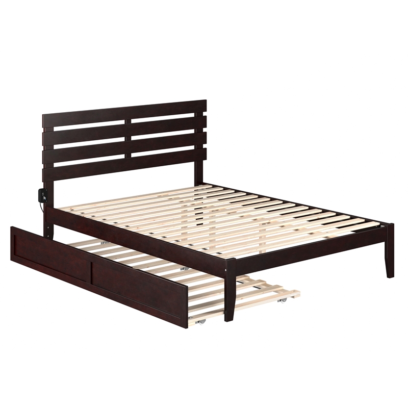 AFI Oxford Wood Queen Bed with Twin Extra Long Trundle in Espresso
