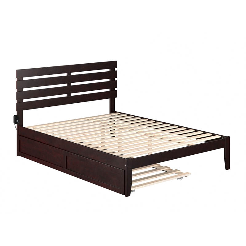 AFI Oxford Wood Queen Bed with Twin Extra Long Trundle in Espresso