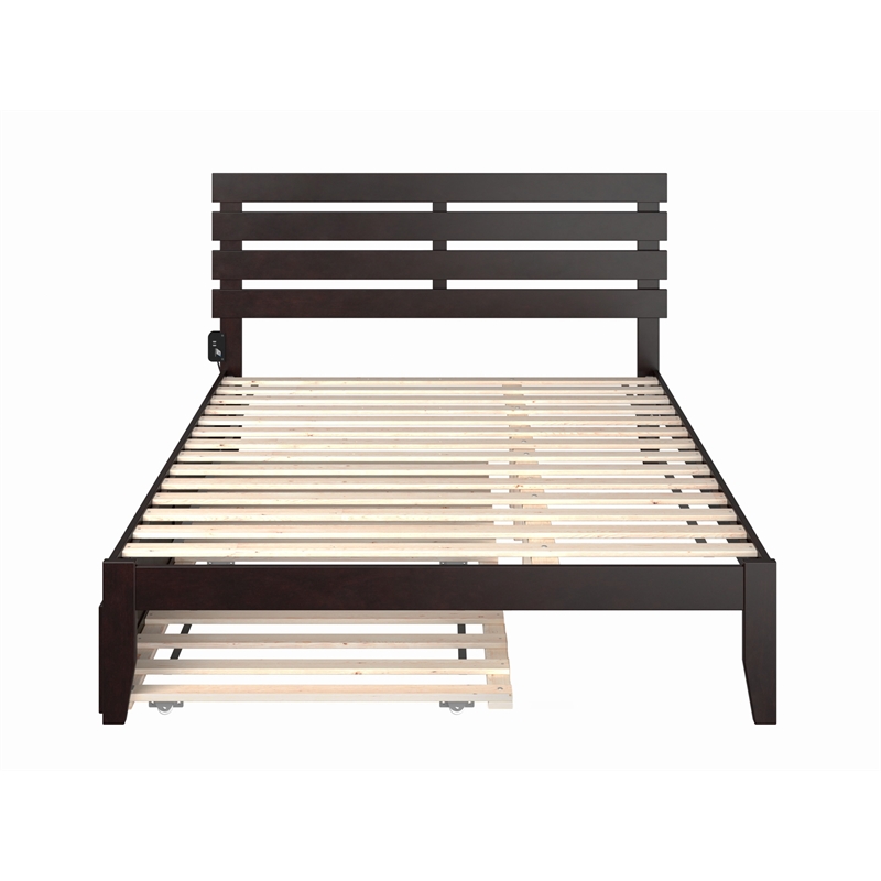 AFI Oxford Wood Queen Bed with Twin Extra Long Trundle in Espresso