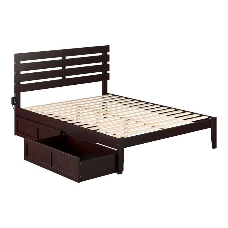 AFI Oxford Modern Wood Queen Platform Bed with 2 Drawers in Espresso