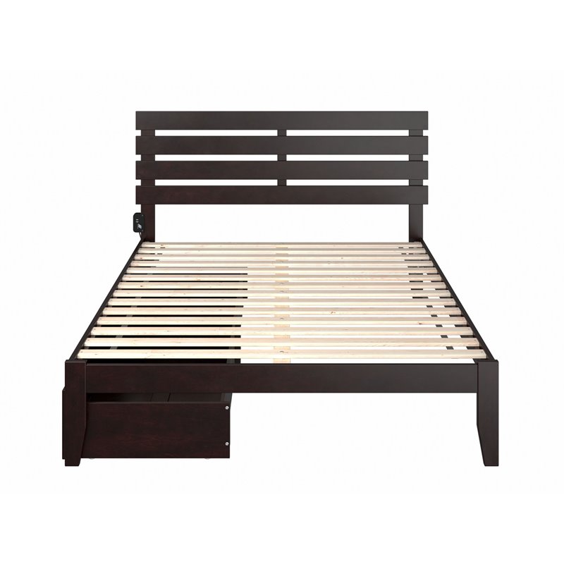 AFI Oxford Modern Wood Queen Platform Bed with 2 Drawers in Espresso