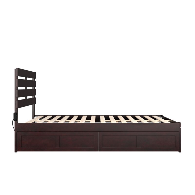 AFI Oxford Modern Wood Queen Platform Bed with 2 Drawers in Espresso