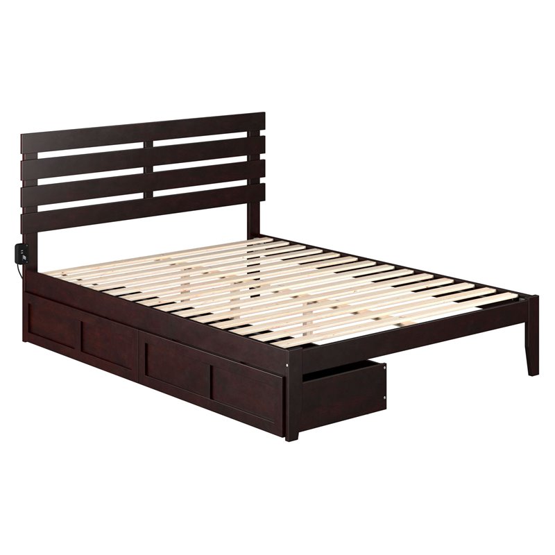AFI Oxford Modern Wood Queen Platform Bed with 2 Drawers in Espresso