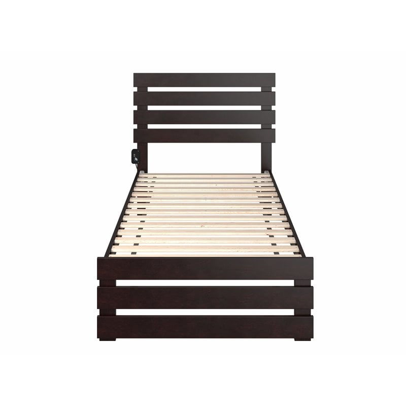AFI Oxford Wood Twin Extra Long Bed with Footboard in Espresso