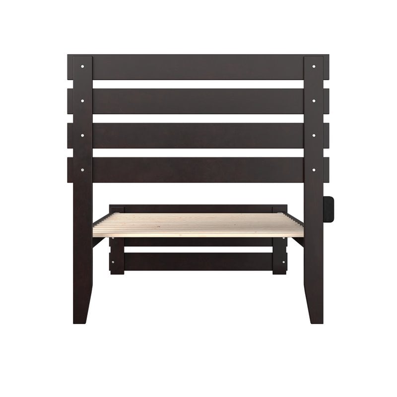 AFI Oxford Wood Twin Extra Long Bed with Footboard in Espresso
