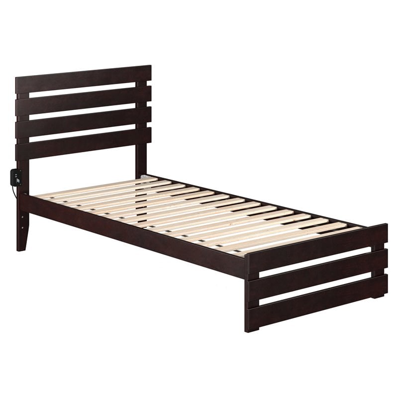 AFI Oxford Wood Twin Extra Long Bed with Footboard in Espresso