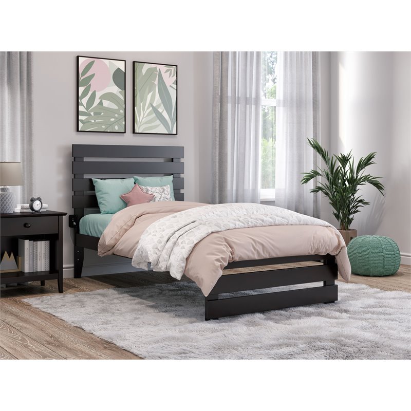 AFI Oxford Modern Wood Twin Bed with Footboard with USB Charger in Espresso