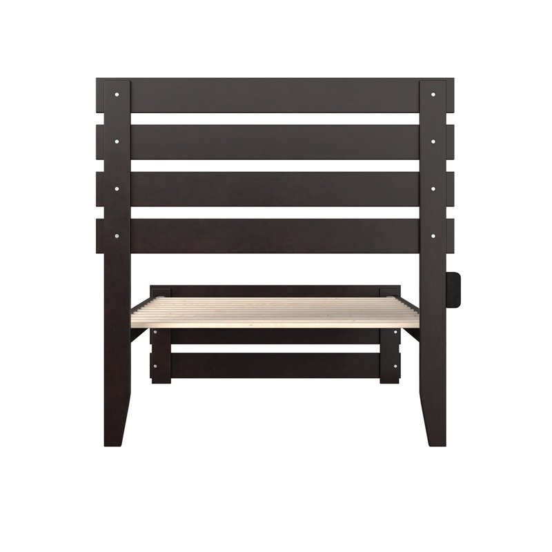 AFI Oxford Modern Wood Twin Bed with Footboard with USB Charger in Espresso