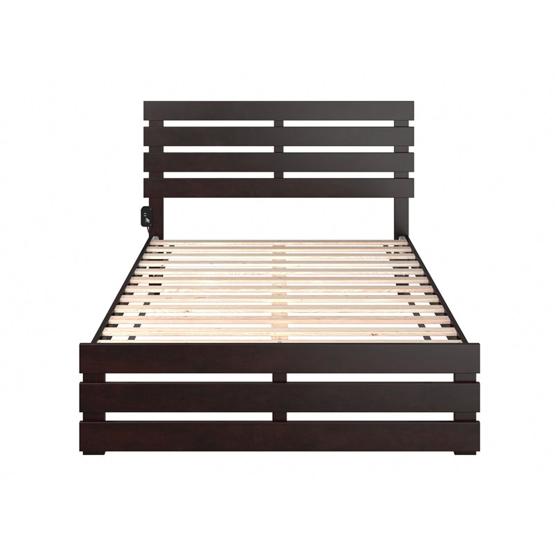AFI Oxford Modern Solid Wood Full Bed with Footboard and USB Charger in Espresso