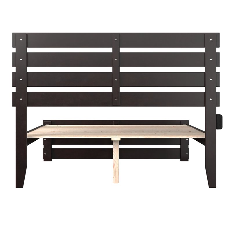 AFI Oxford Modern Solid Wood Full Bed with Footboard and USB Charger in Espresso