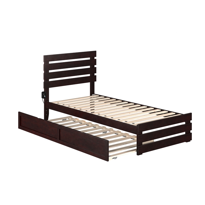 AFI Oxford Solid Wood Twin XL Bed w/ Footboard &  Twin XL Trundle in Espresso