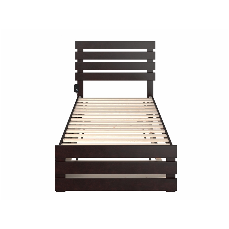 AFI Oxford Solid Wood Twin XL Bed w/ Footboard &  Twin XL Trundle in Espresso
