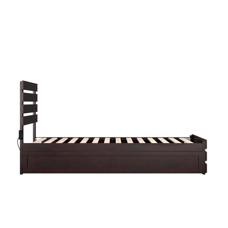 AFI Oxford Solid Wood Twin XL Bed w/ Footboard &  Twin XL Trundle in Espresso