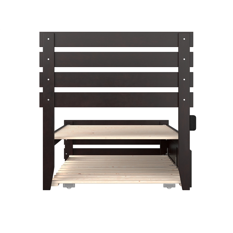 AFI Oxford Solid Wood Twin XL Bed w/ Footboard &  Twin XL Trundle in Espresso