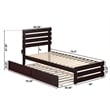 AFI Oxford Solid Wood Twin XL Bed w/ Footboard &  Twin XL Trundle in Espresso