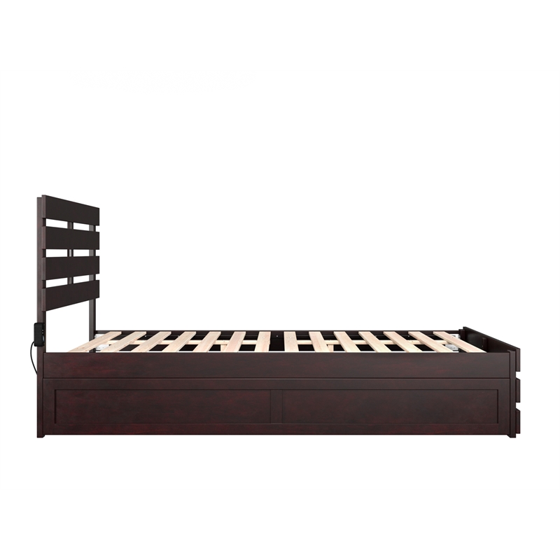 AFI Oxford Wood Queen Bed with Footboard and  Twin XL Trundle in Espresso