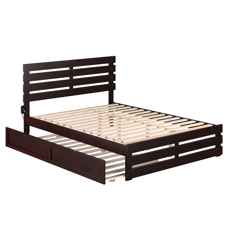 AFI Oxford Wood Queen Bed with Footboard and  Twin XL Trundle in Espresso