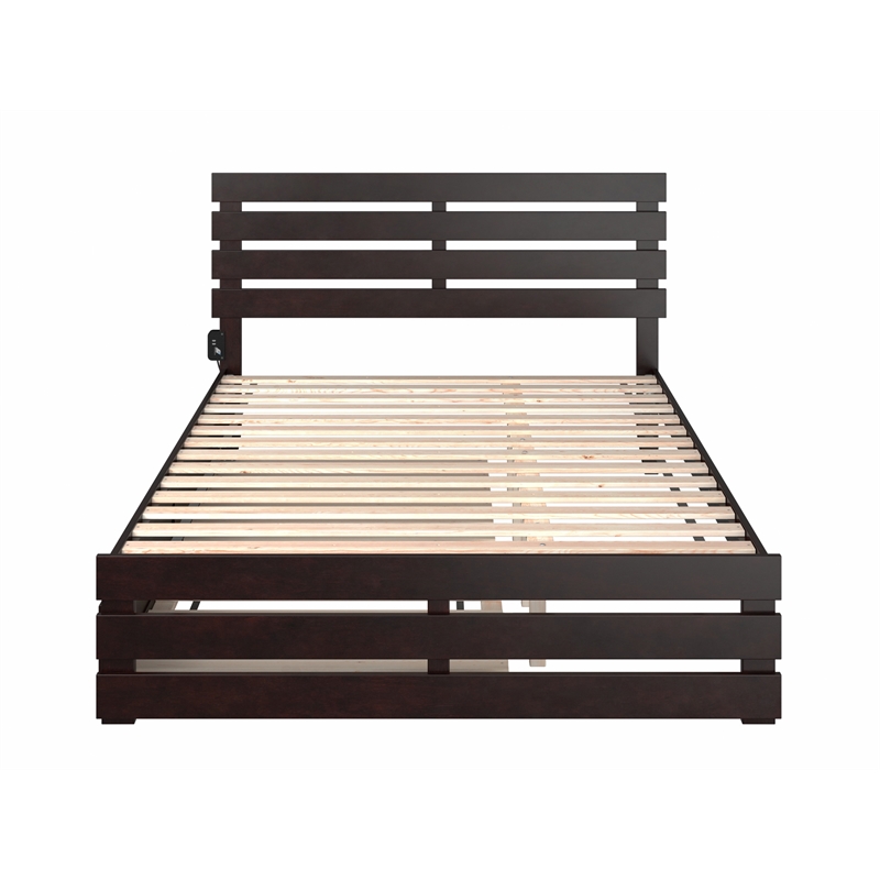 AFI Oxford Wood Queen Bed with Footboard and  Twin XL Trundle in Espresso