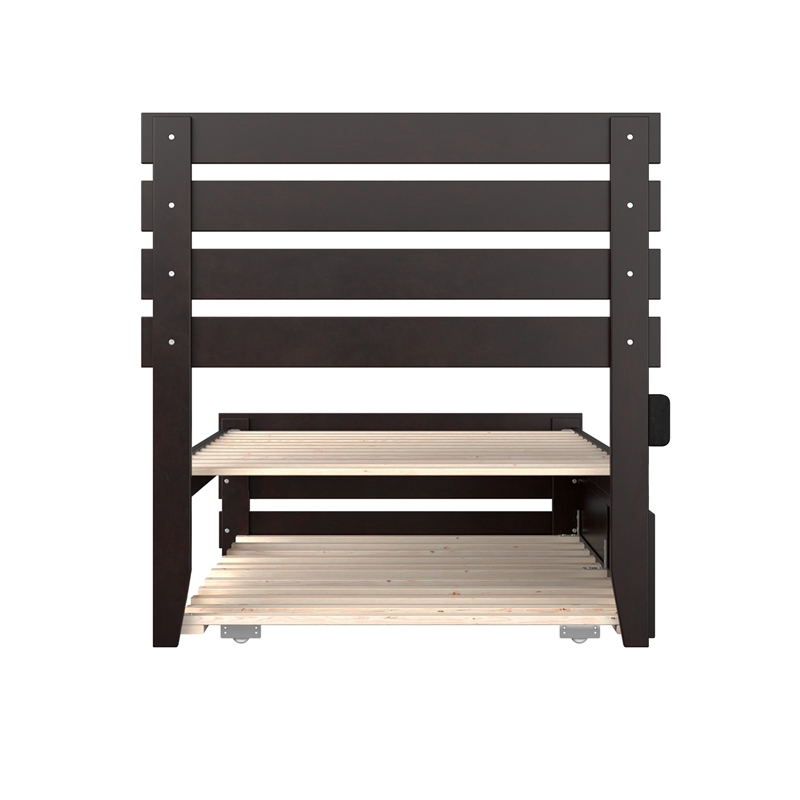 AFI Oxford Wood Twin Bed with Footboard and Twin Trundle in Espresso