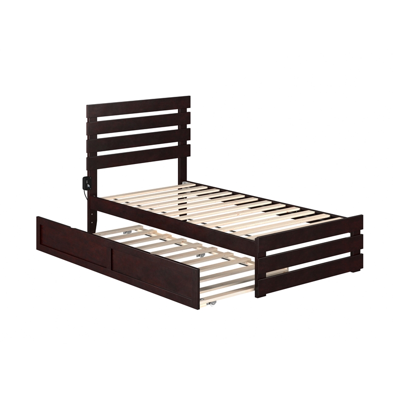 AFI Oxford Wood Twin Bed with Footboard and Twin Trundle in Espresso