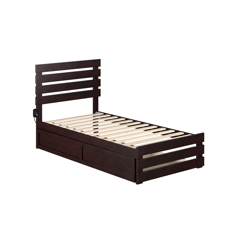 AFI Oxford Wood Twin Bed with Footboard and Twin Trundle in Espresso