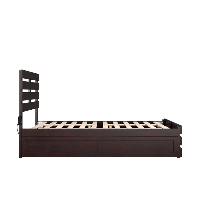 AFI Oxford Wood Full Bed with Footboard and Twin Trundle in Espresso
