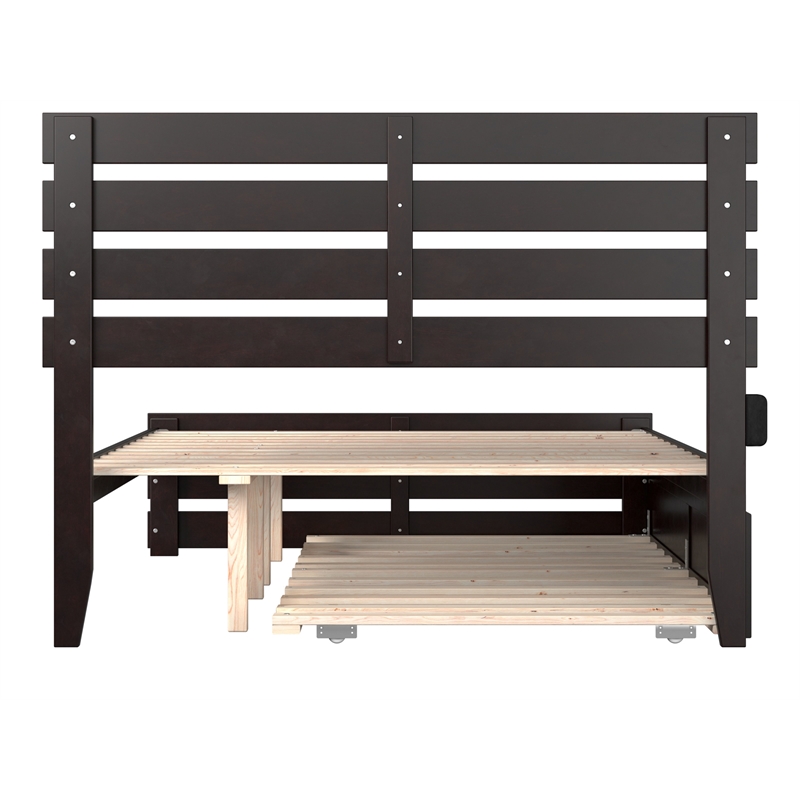 AFI Oxford Wood Full Bed with Footboard and Twin Trundle in Espresso