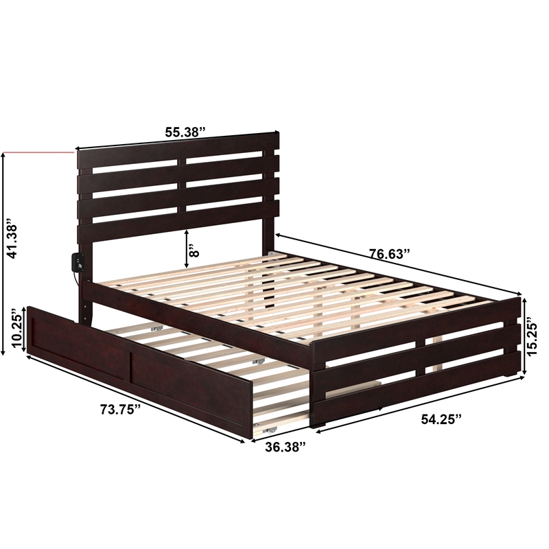 AFI Oxford Wood Full Bed with Footboard and Twin Trundle in Espresso