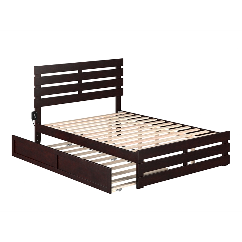 AFI Oxford Wood Full Bed with Footboard and Twin Trundle in Espresso