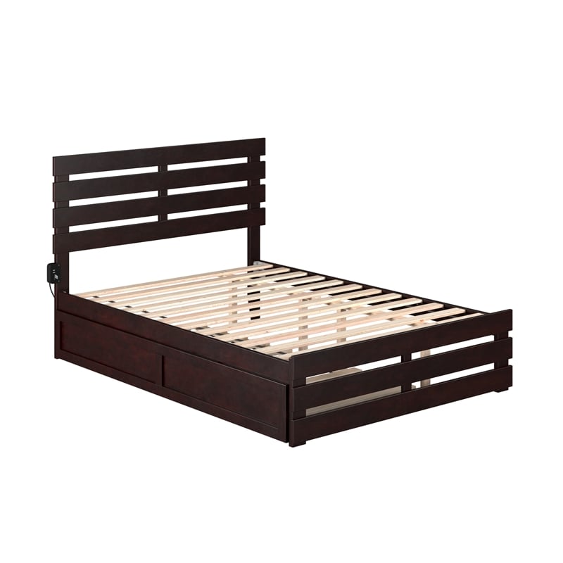 AFI Oxford Wood Full Bed with Footboard and Twin Trundle in Espresso