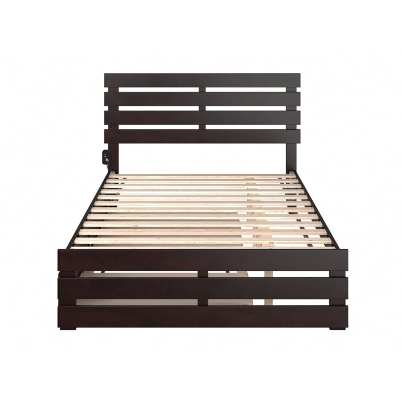 AFI Oxford Wood Full Bed with Footboard and Twin Trundle in Espresso