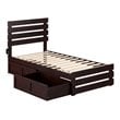 AFI Oxford Wood Twin Bed with Footboard and 2 Drawers in Espresso