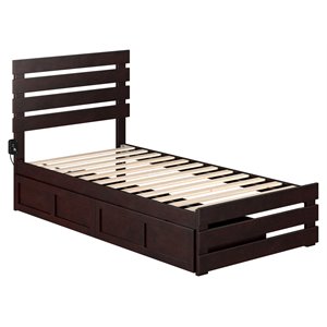 atlantic furniture oxford wood twin bed with footboard and 2 drawers in espresso
