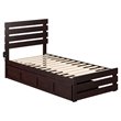 AFI Oxford Wood Twin Bed with Footboard and 2 Drawers in Espresso
