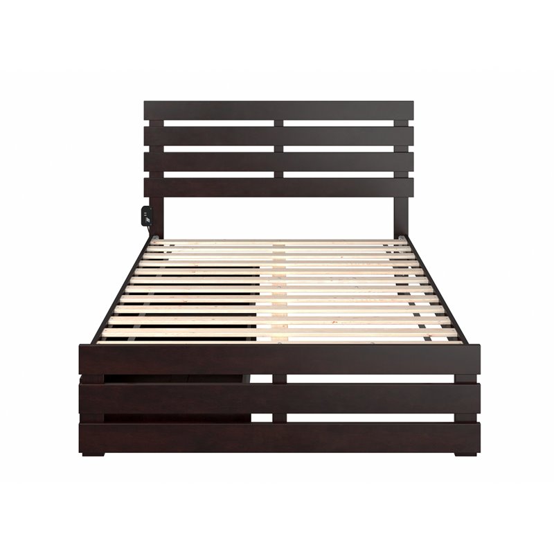 AFI Oxford Wood Full Bed with Footboard and 2 Drawers in Espresso