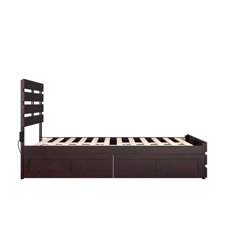 AFI Oxford Wood Full Bed with Footboard and 2 Drawers in Espresso