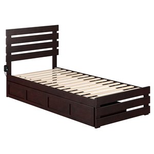 atlantic furniture oxford twin extra long bed w/ footboard & drawers in espresso
