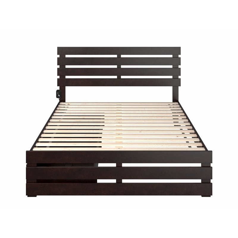 AFI Oxford Wood Queen Bed with Footboard and Drawers in Espresso