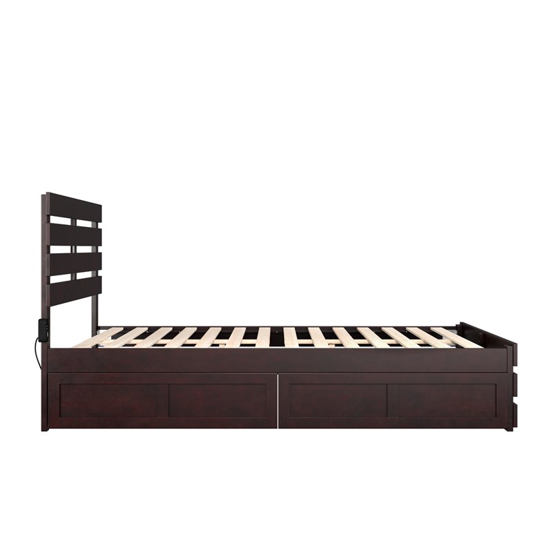 AFI Oxford Wood Queen Bed with Footboard and Drawers in Espresso