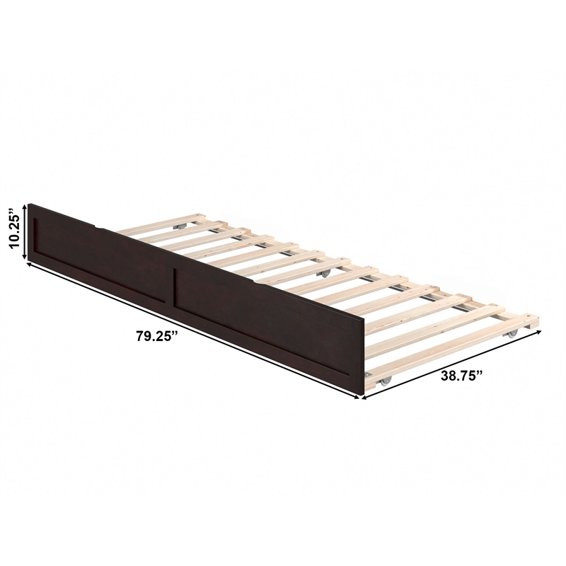 AFI Twin XL Solid Wood Modern Panel Trundle in Espresso Brown