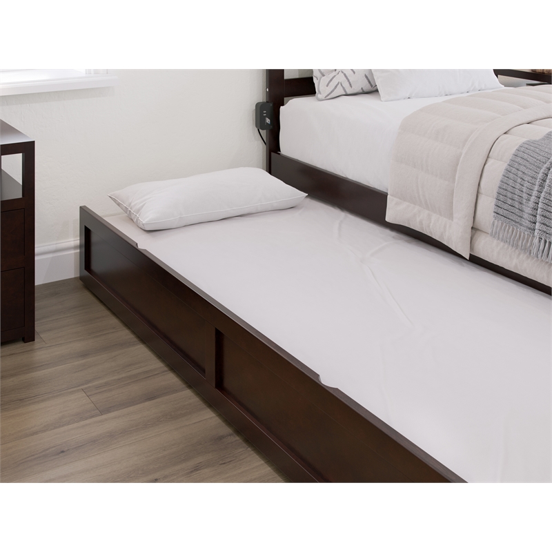 AFI Twin XL Solid Wood Modern Panel Trundle in Espresso Brown