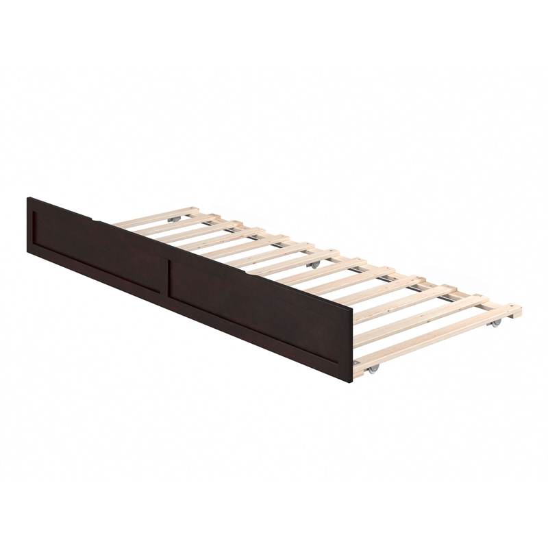 AFI Twin XL Solid Wood Modern Panel Trundle in Espresso Brown
