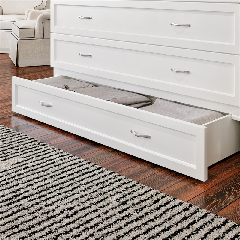 Northfield Queen Solid Wood Modern Murphy Bed Chest with Mattress in White