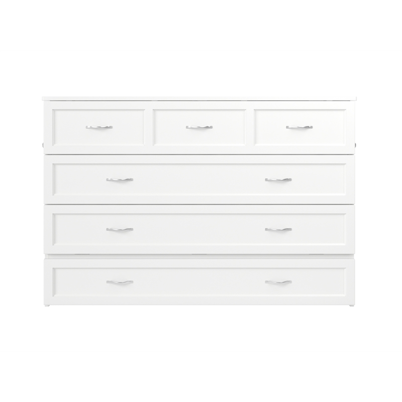 Northfield Queen Solid Wood Modern Murphy Bed Chest with Mattress in White