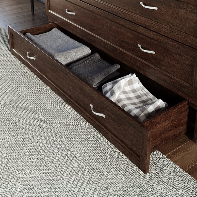 Northfield Queen Solid Wood Modern Murphy Bed Chest with Mattress in Burnt Amber