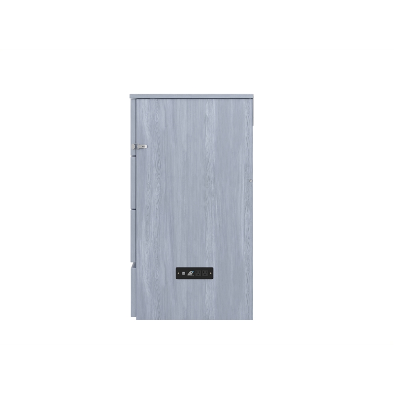 Northfield Queen Solid Wood Modern Murphy Bed Chest with Mattress in Driftwood